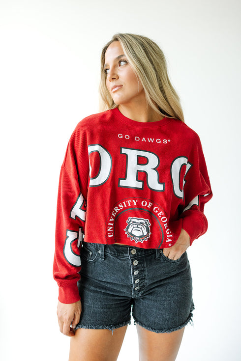 Georgia Phipps Split Cropped Corded Crew